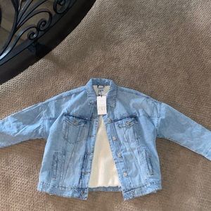 NWT Zara Sherpa oversized denim jacket